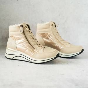 NEW REMONTE women's ankle boot sneaker in cream/rose